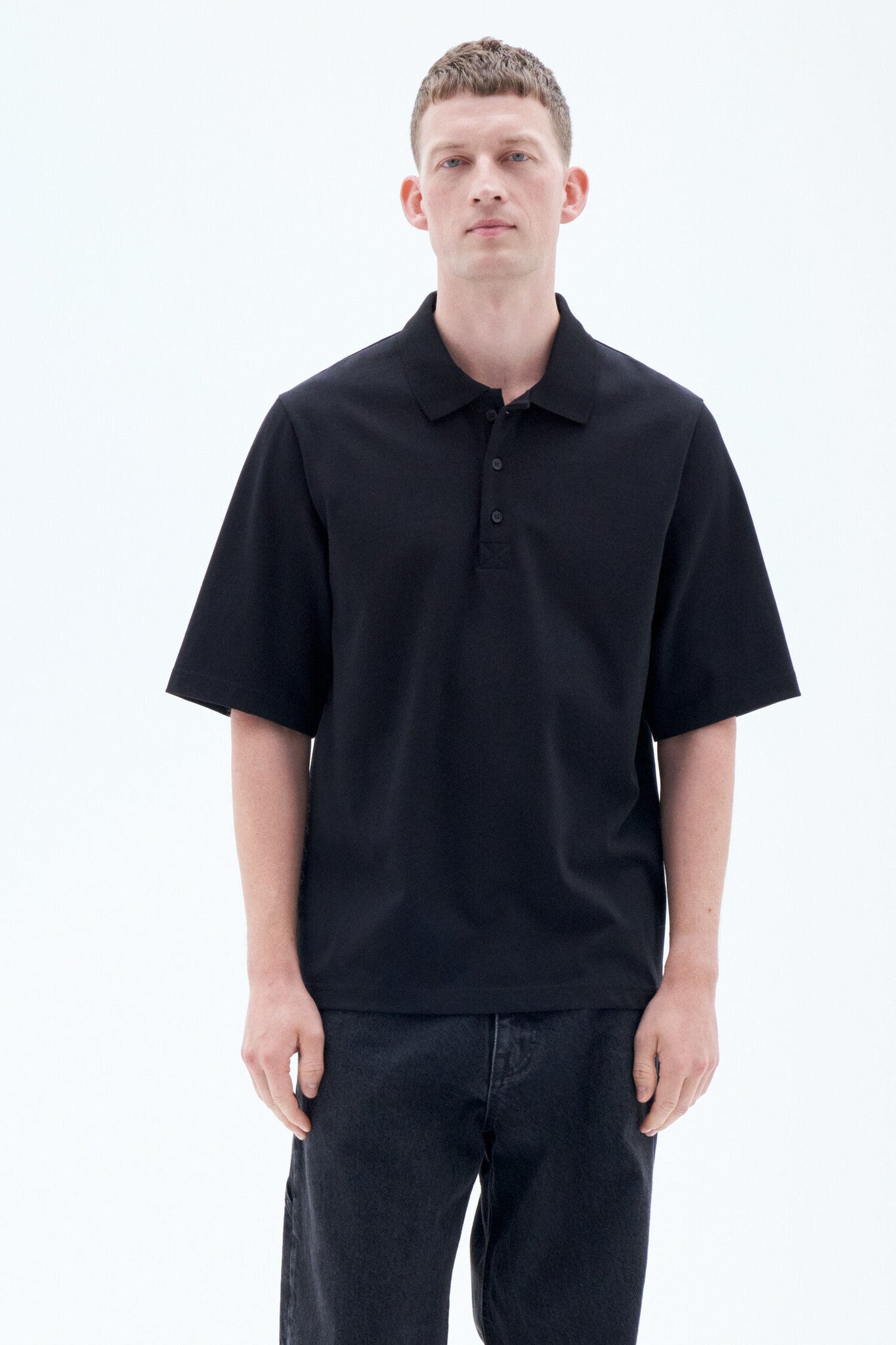 BOXY POLO SHIRT BLACK