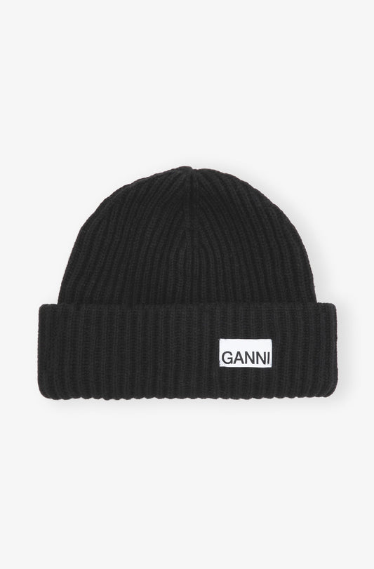 STRUCTURED RIB BEANIE BLACK