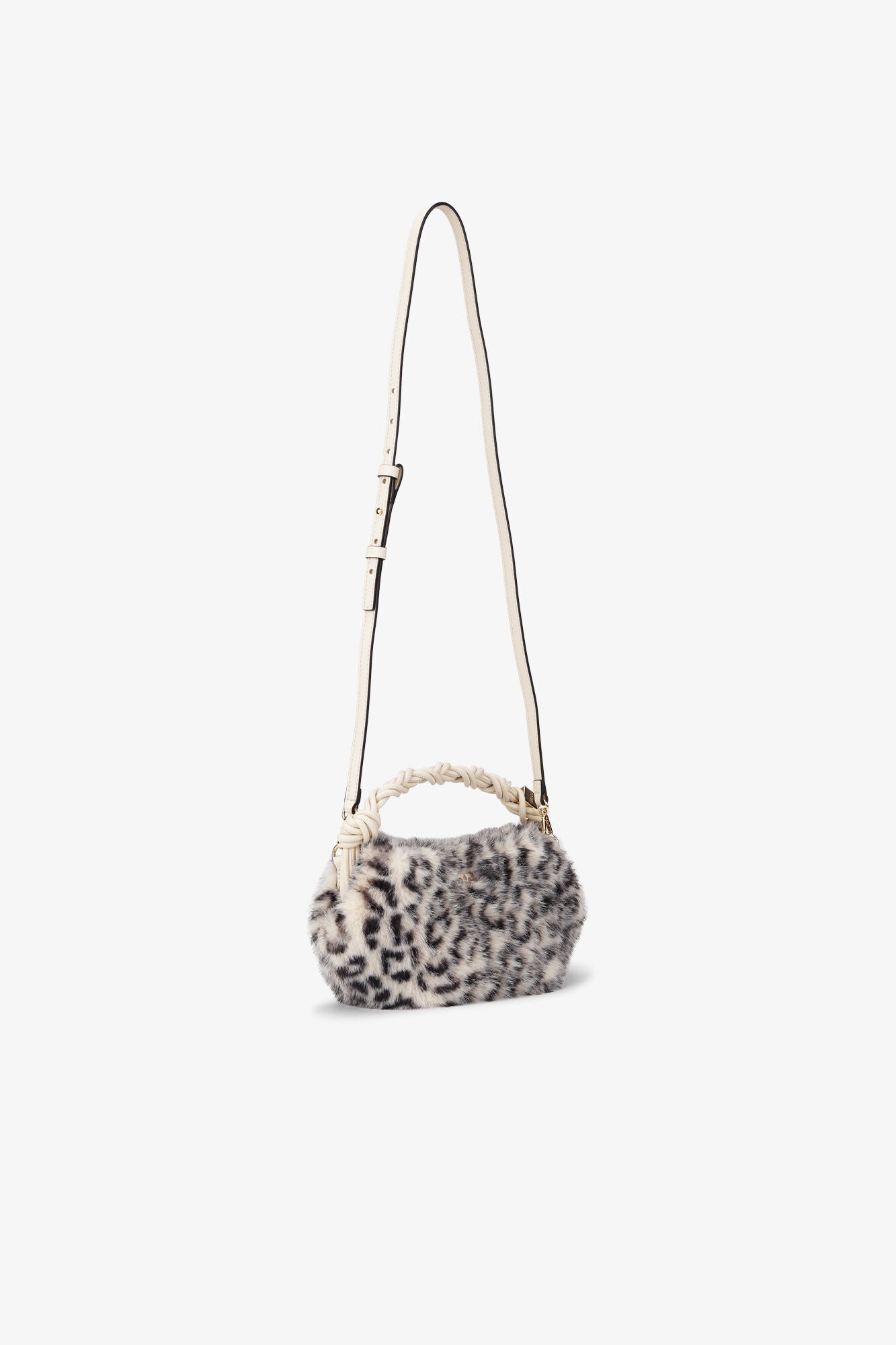 GANNI BOU BAG MINI FUR PRINT LEOPARD