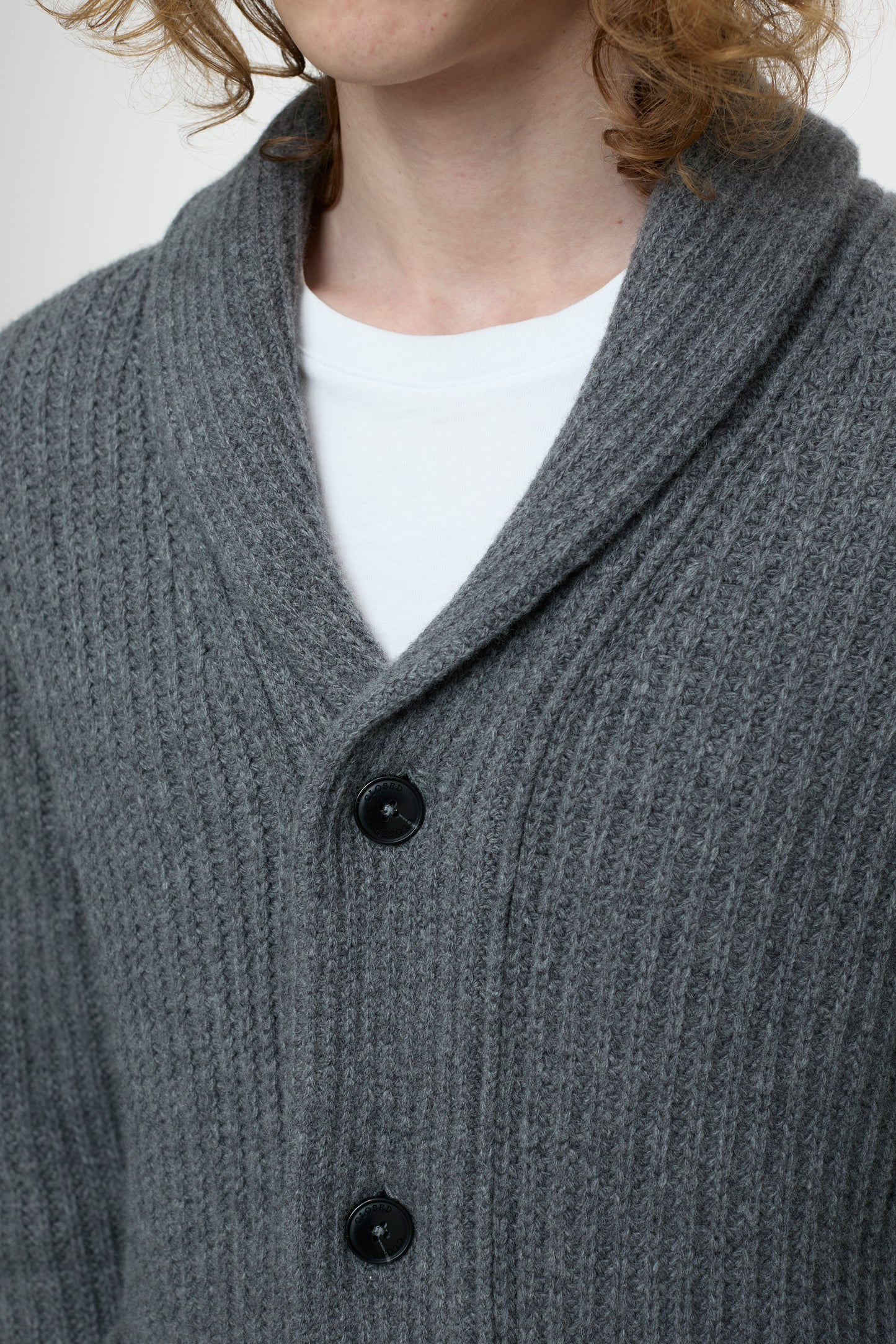 SCARF COLLAR CARDIGAN DARK GREY MELANGE