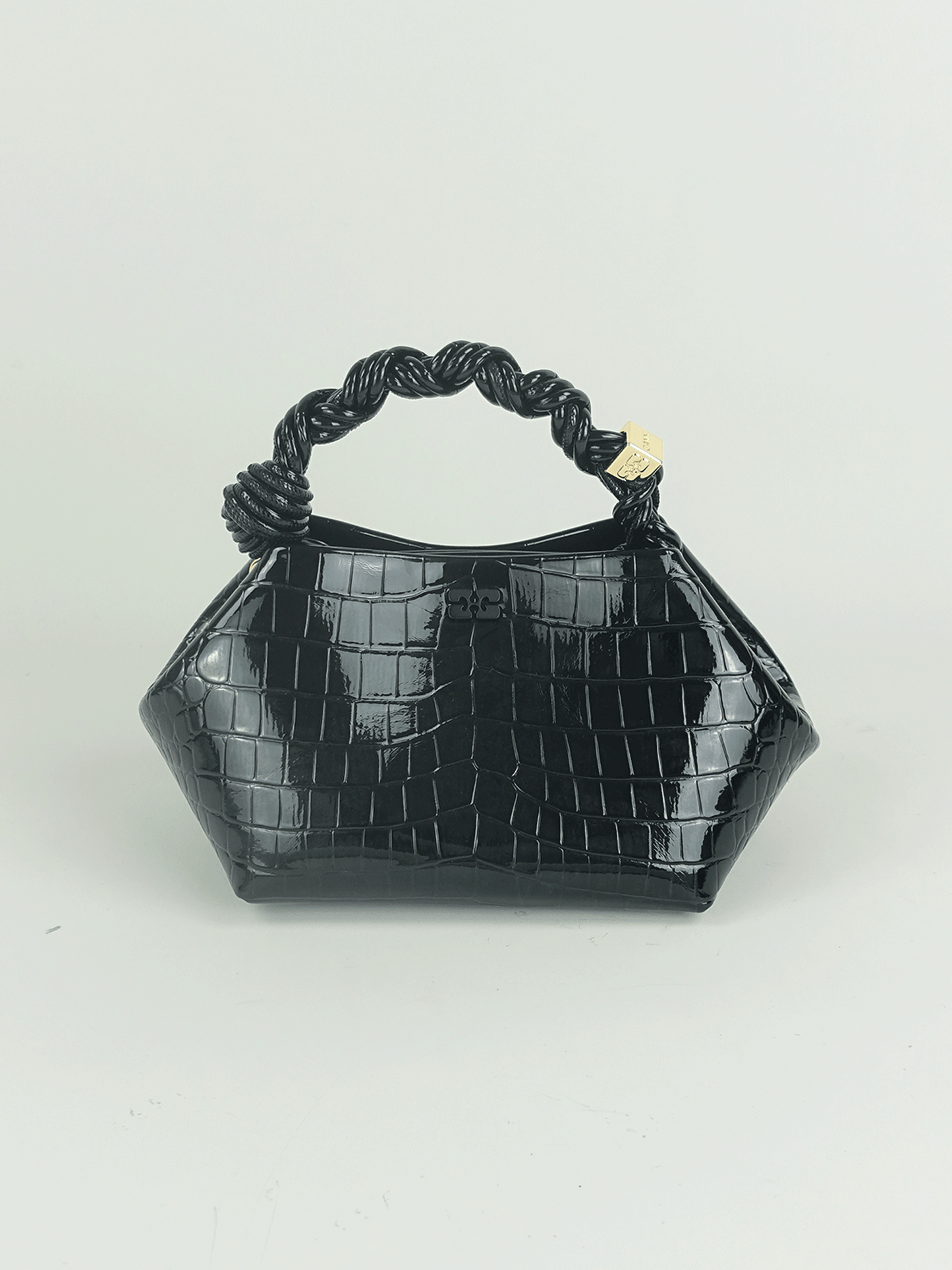 GANNI BOU BAG SMALL PATENT CROCO BLACK