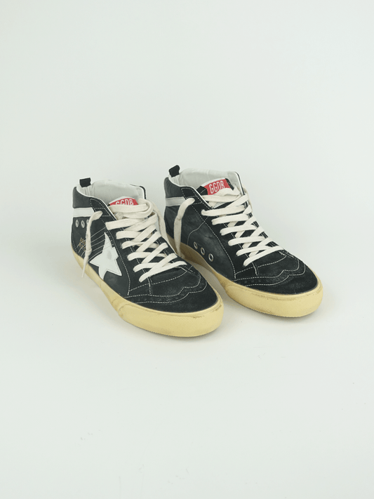 MID STAR NYLON UPPER WITH STITCHING ON QUARTER SUEDE TOE AND SPUR LEATHER STAR AND WAVE BLACK/WHITE