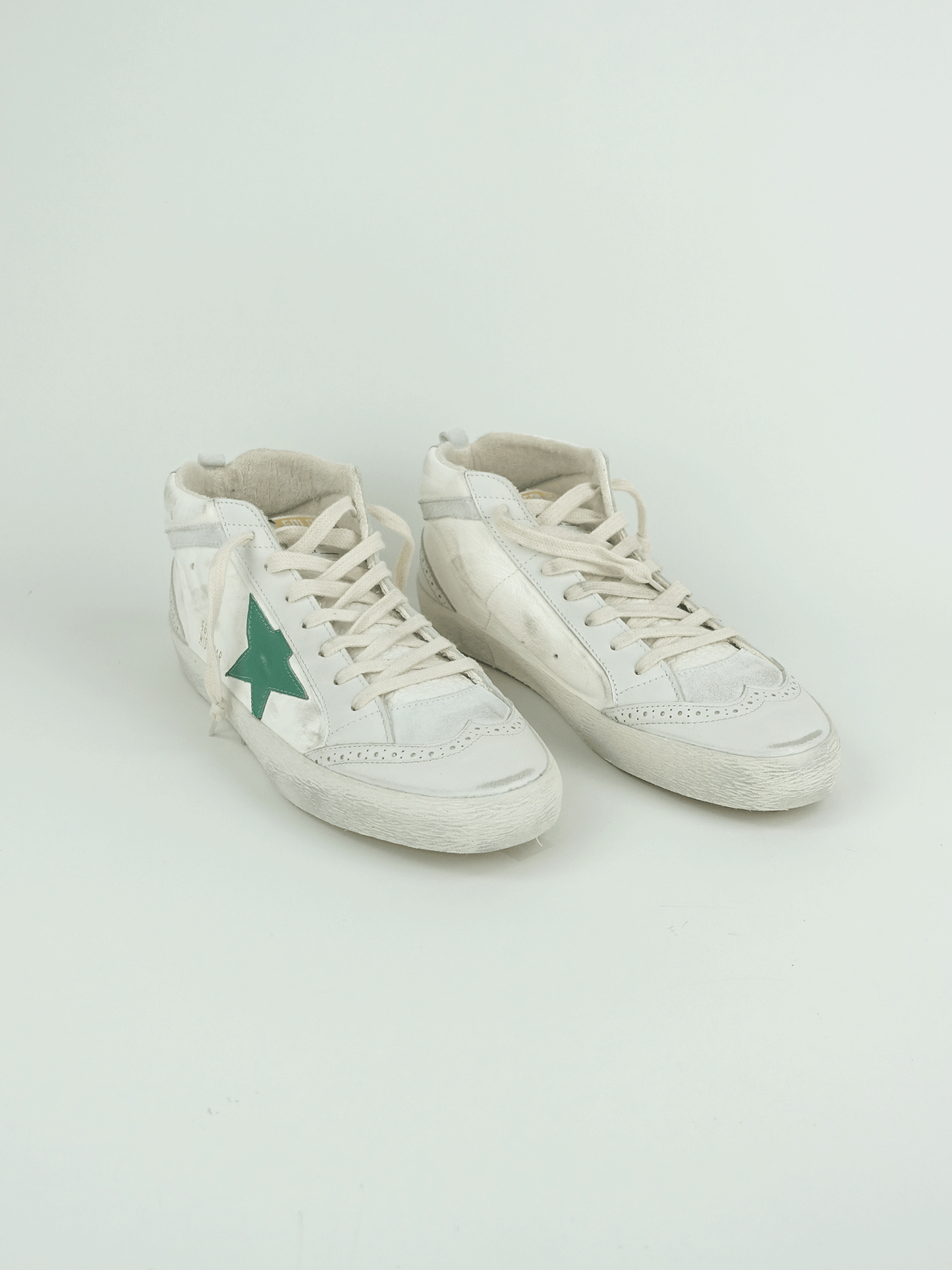 MID STAR NAPPA UPPER LEATHER TOE STAR AND SPUR HIGH FREQUENCY TONGUE SUEDE WAVE GMF00122.F004133.15426 CREAM/MILKY/GREEN/WHITE/SILVER