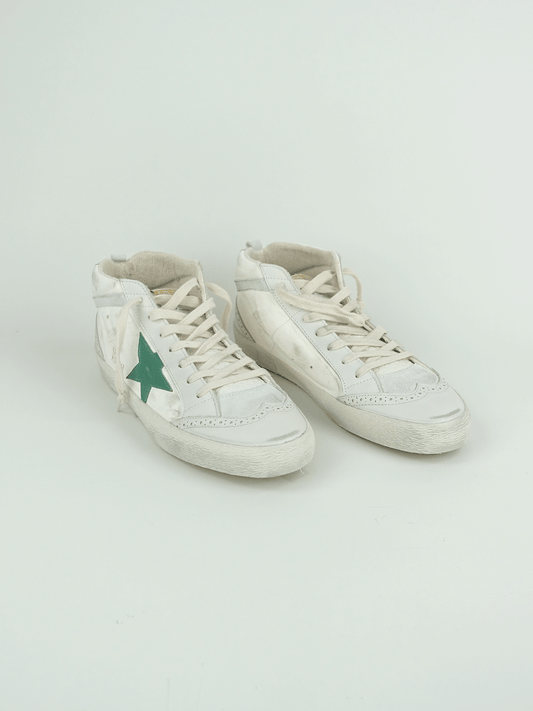 MID STAR NAPPA UPPER LEATHER TOE STAR AND SPUR HIGH FREQUENCY TONGUE SUEDE WAVE GMF00122.F004133.15426 CREAM/MILKY/GREEN/WHITE/SILVER