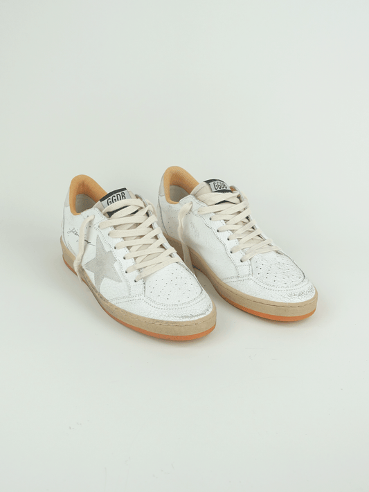 BALL STAR CRACK UPPER WITH SIGNATURE NYLON TONGUE SUEDE STAR AND HEEL WHITE/BEIGE/ORANGE