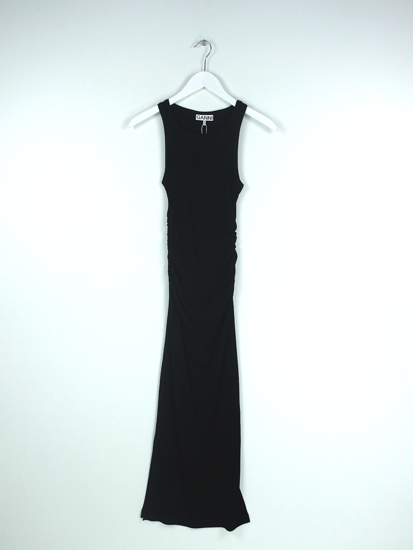 SOFT COTTON RIB TANK TOP LONG DRESS BLACK