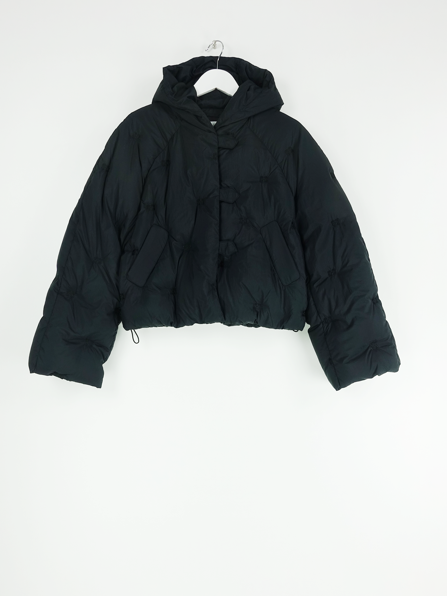 NYLON TECH PUFFER SHORT JACKET BLACK