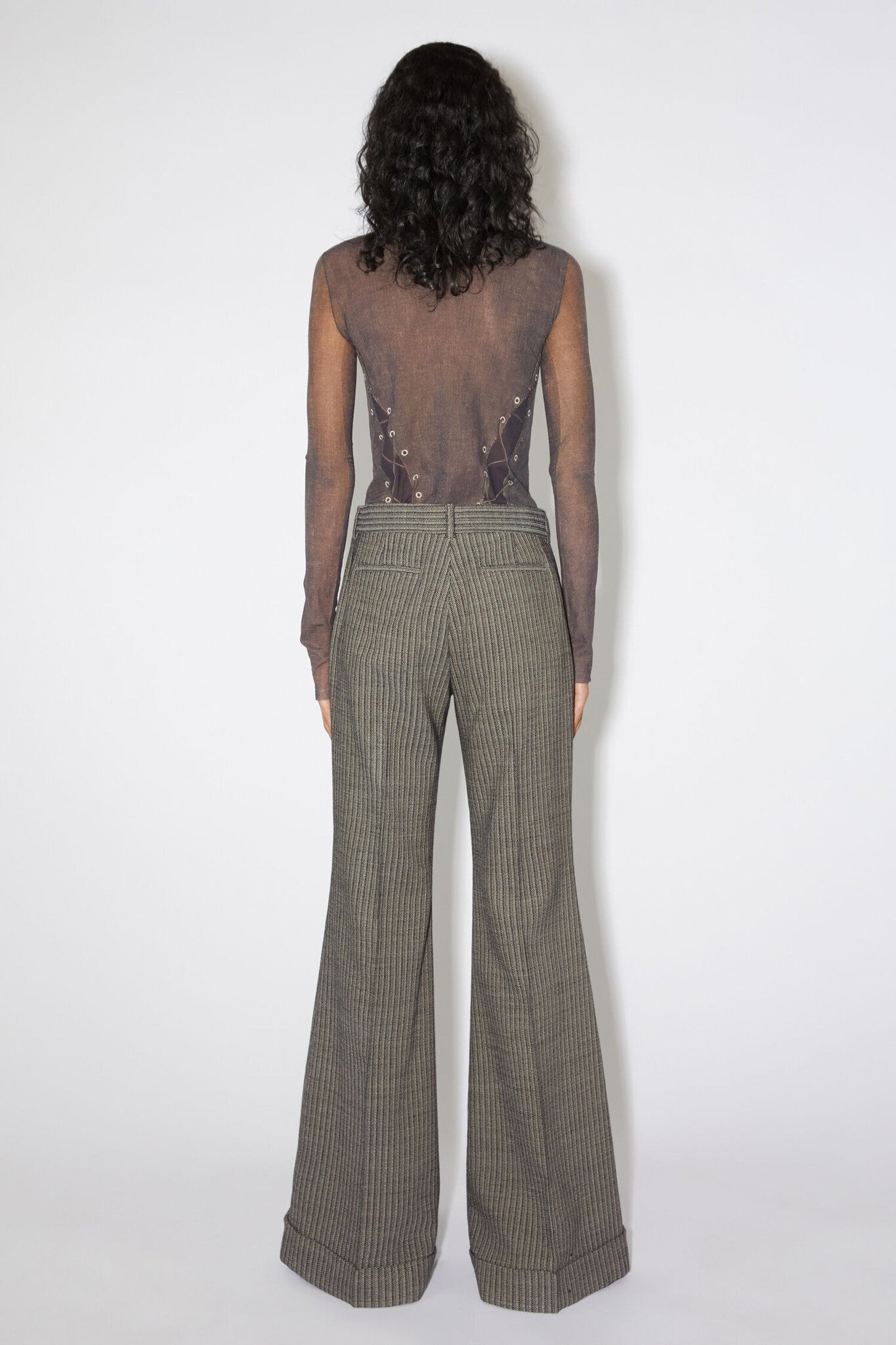 FLARED TROUSER MULTI TAUPE