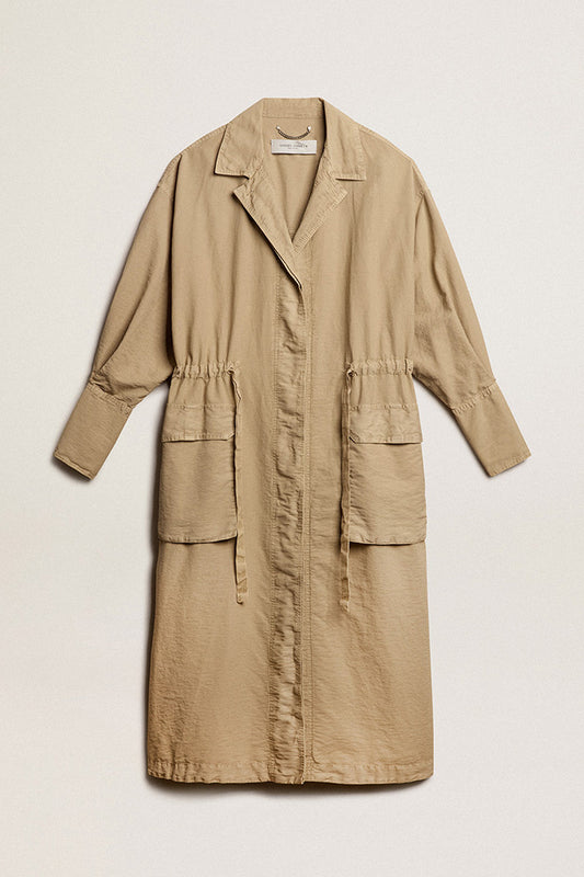 JOURNEY W'S TRENCH DRESS COTTON TWILL GARMENT DYED SAND