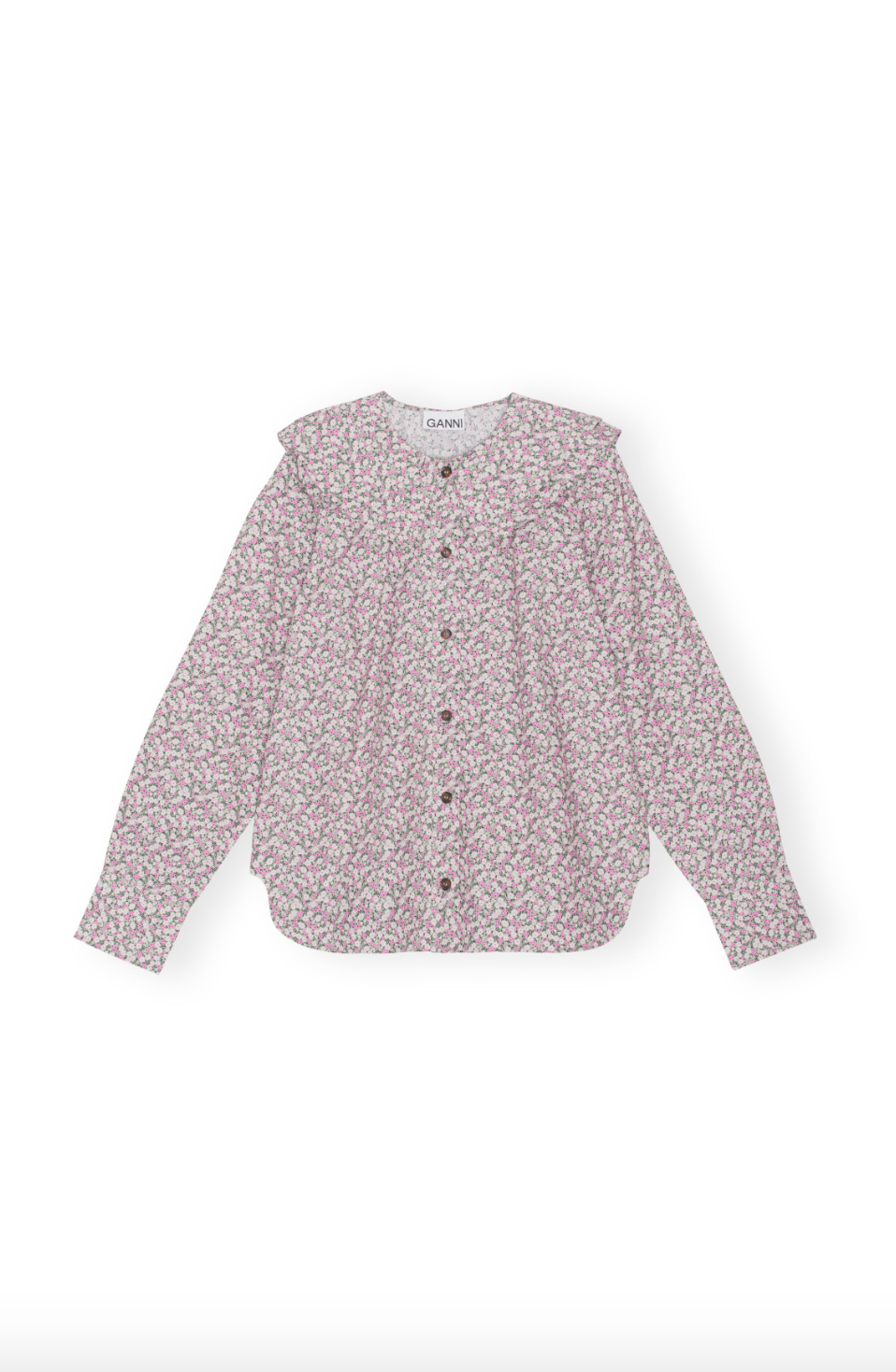 PRINTED COTTON DOUBLE-COLLAR SHIRT FROST GRAY